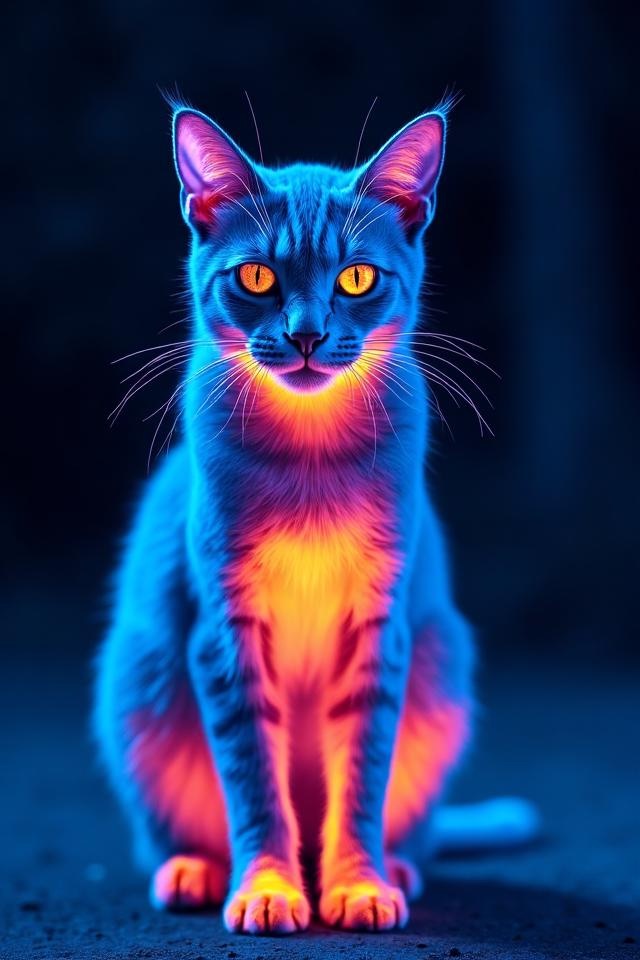 热成像风格中的猫